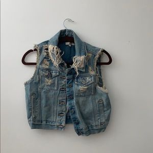 Cropped denim vest